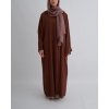 2PCS Aya Linen Abaya Set - Coffee